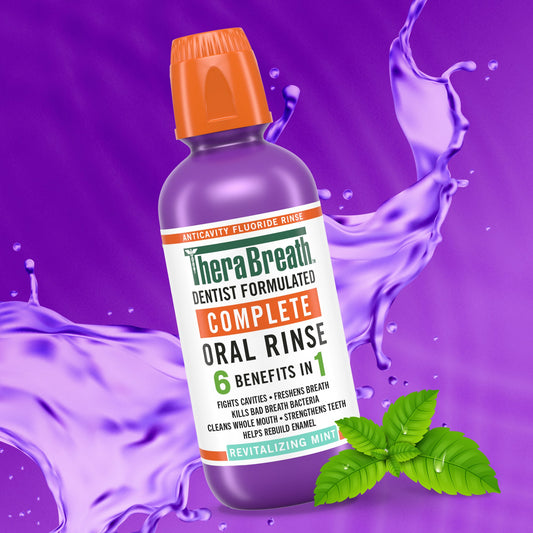 TheraBreath Complete Mouthwash. 6-in-1 Benefits. Alcohol-Free. Revitalizing Mint